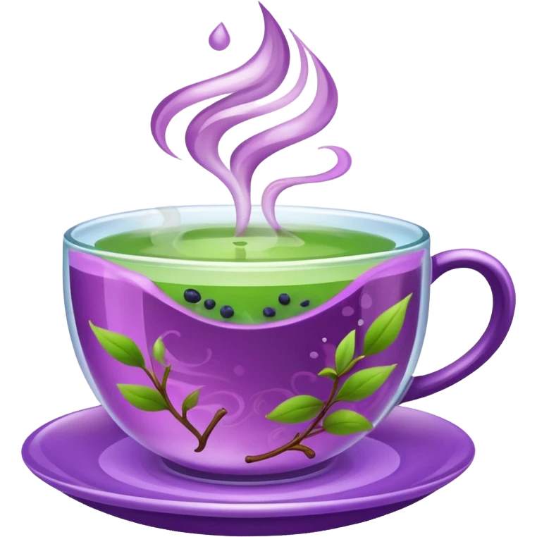 Berry green tea in a steaming cup emoji