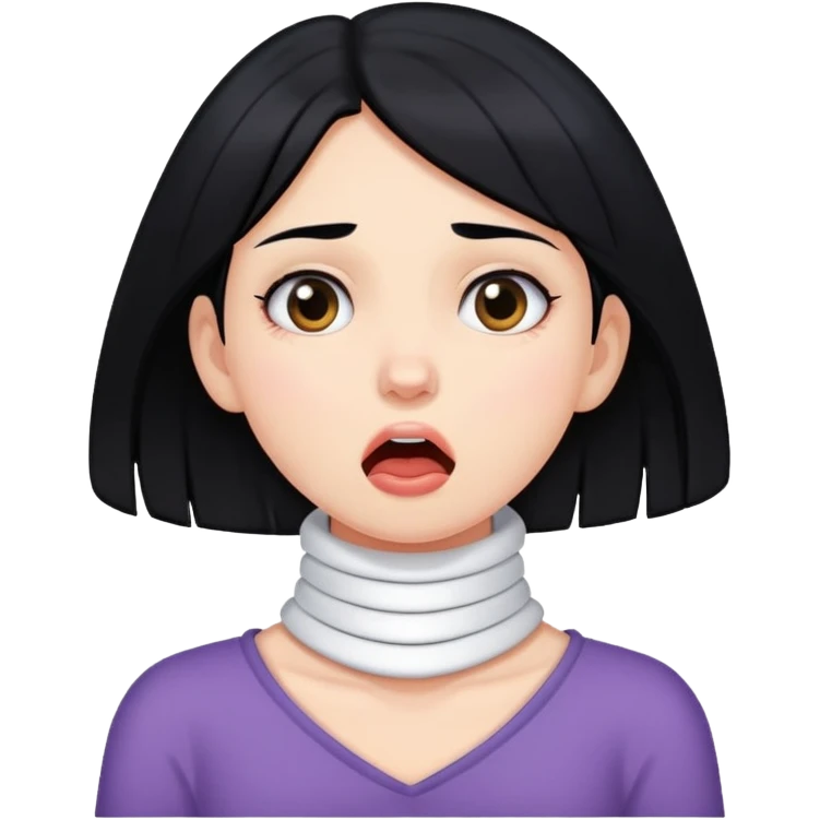 A girl with black hair choking her neck emoji