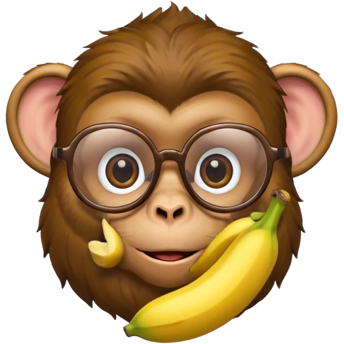 monkey with banana and wearing glasses emoji