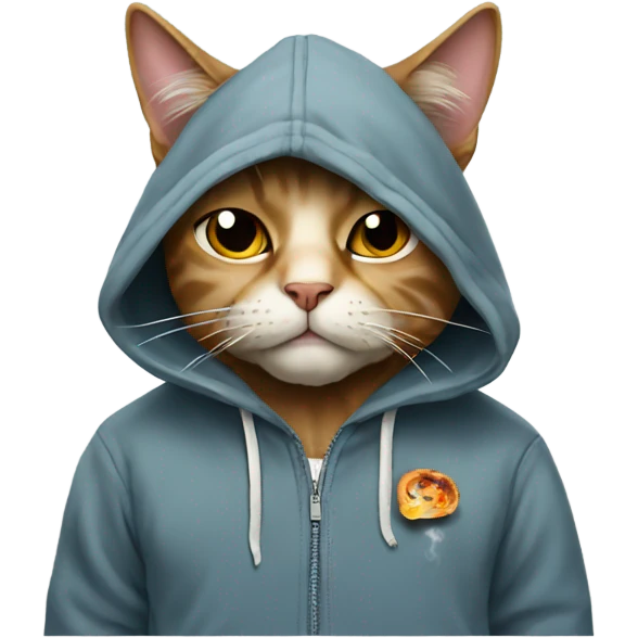 Cat in a hoodie smoking a cigar emoji