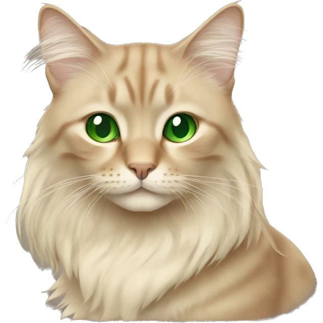 Beige cat with green eyes long hair emoji