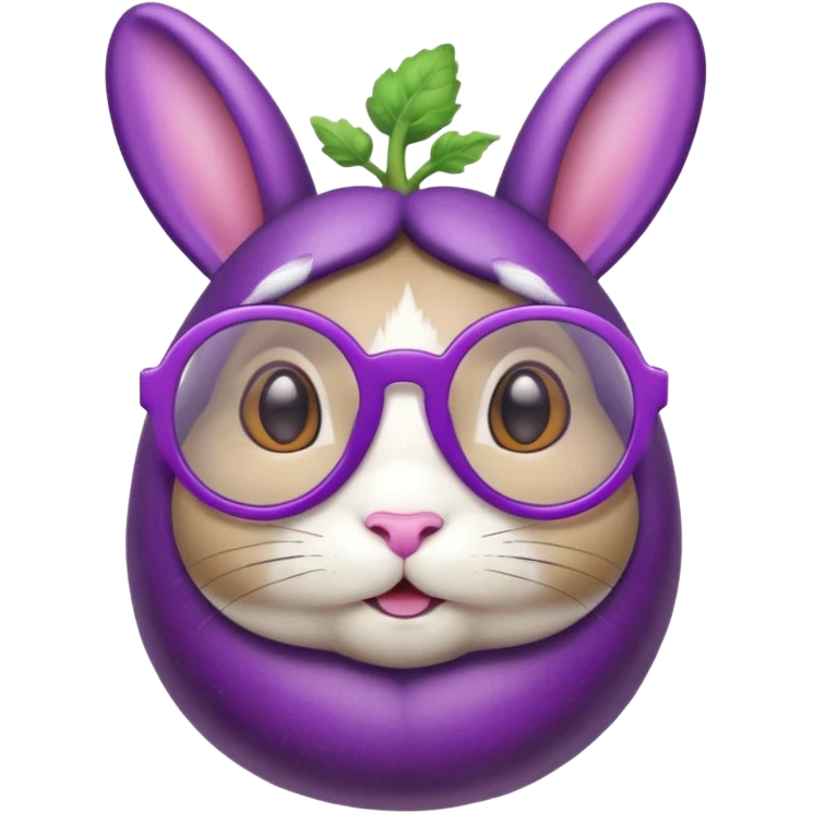 Bunny look like eggplant head wear withe glasses emoji