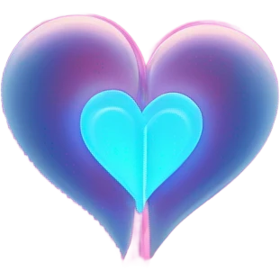 Blue glowing neon 2 halves of the heart emoji
