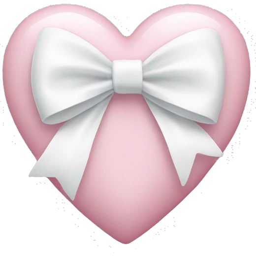 Pastel pink heart with white bow emoji