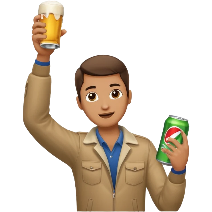 throwing beer can with the arm up in the air emoji