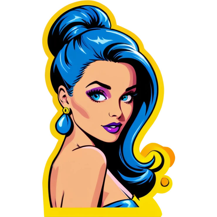 Pop art sexy women with blue hear emoji