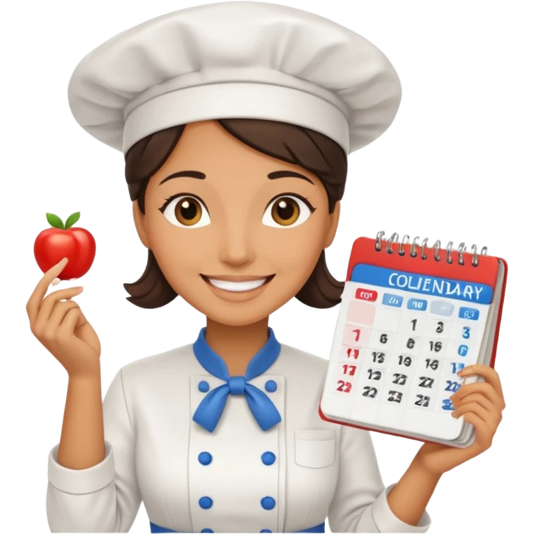 cocinera mujer con calendario emoji