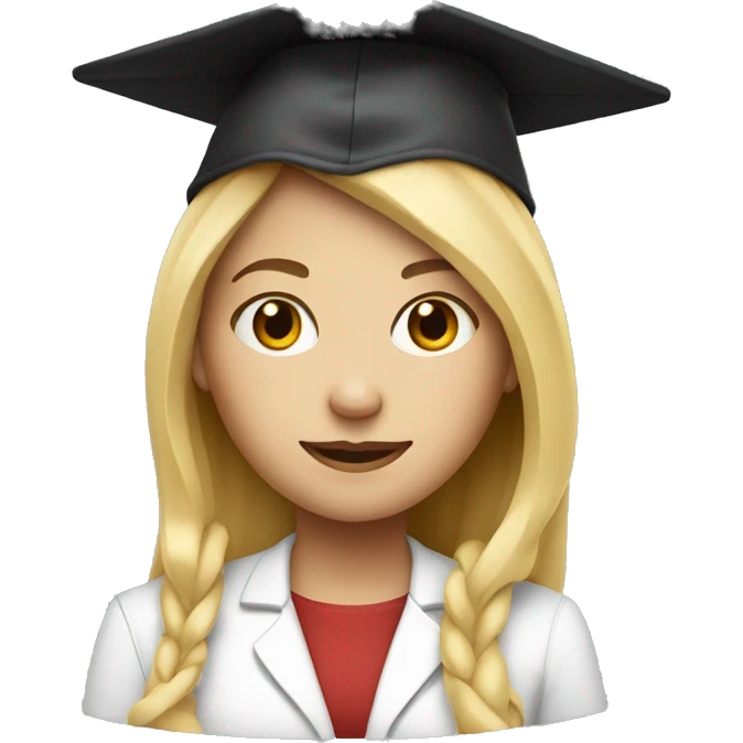 White skin female student with blond hair and phd hat emoji