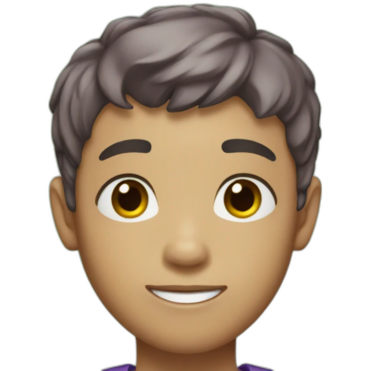 boy with green and purple short hair and brown eyes emoji