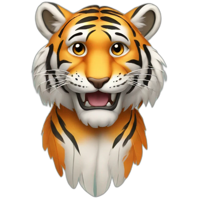 tiger with feathers in the head emoji