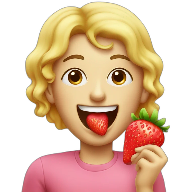 strawberry eating a strawberry gumdrop emoji