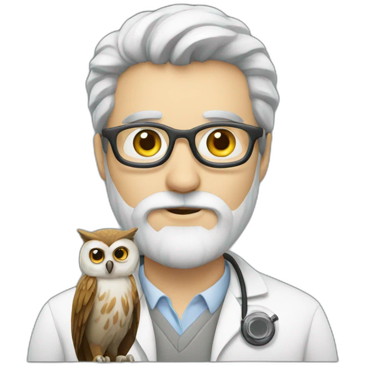 White-scientist-with-beard-with-owl emoji