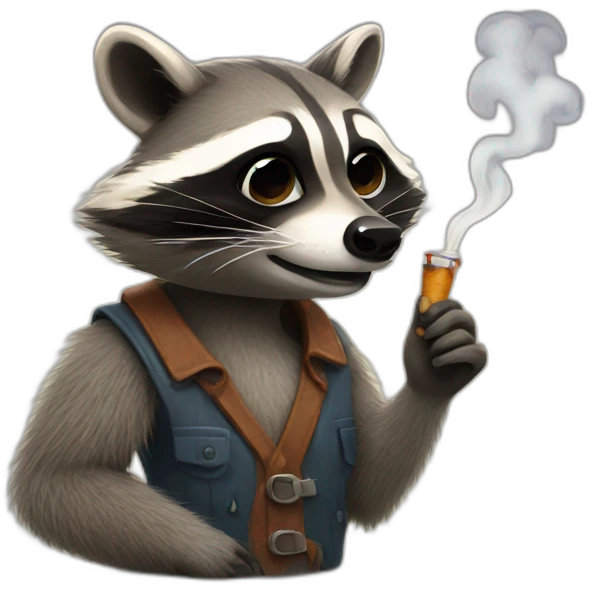 Raccoon smoking emoji