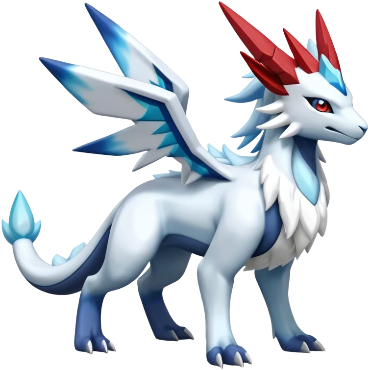 Kyurem-reshiram-Glaceon-dialga-suicune-hybrid, full body emoji