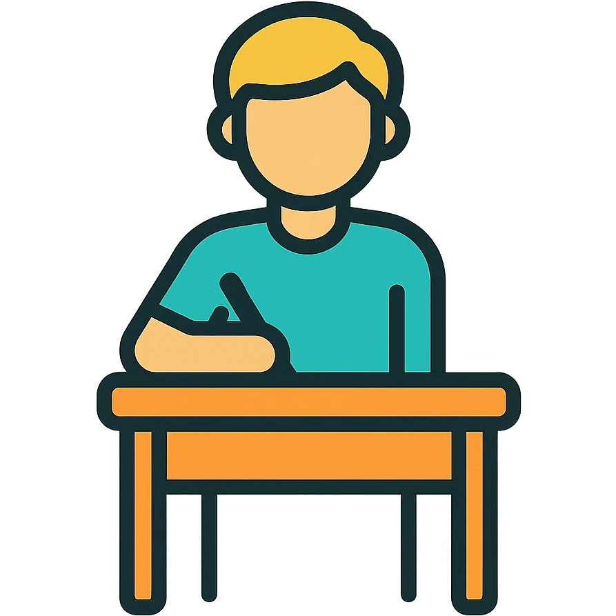 student sitting at a desk emoji