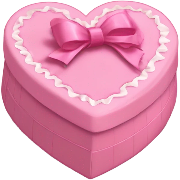 frilly pink heart-shaped box of chocolates with a bow emoji
