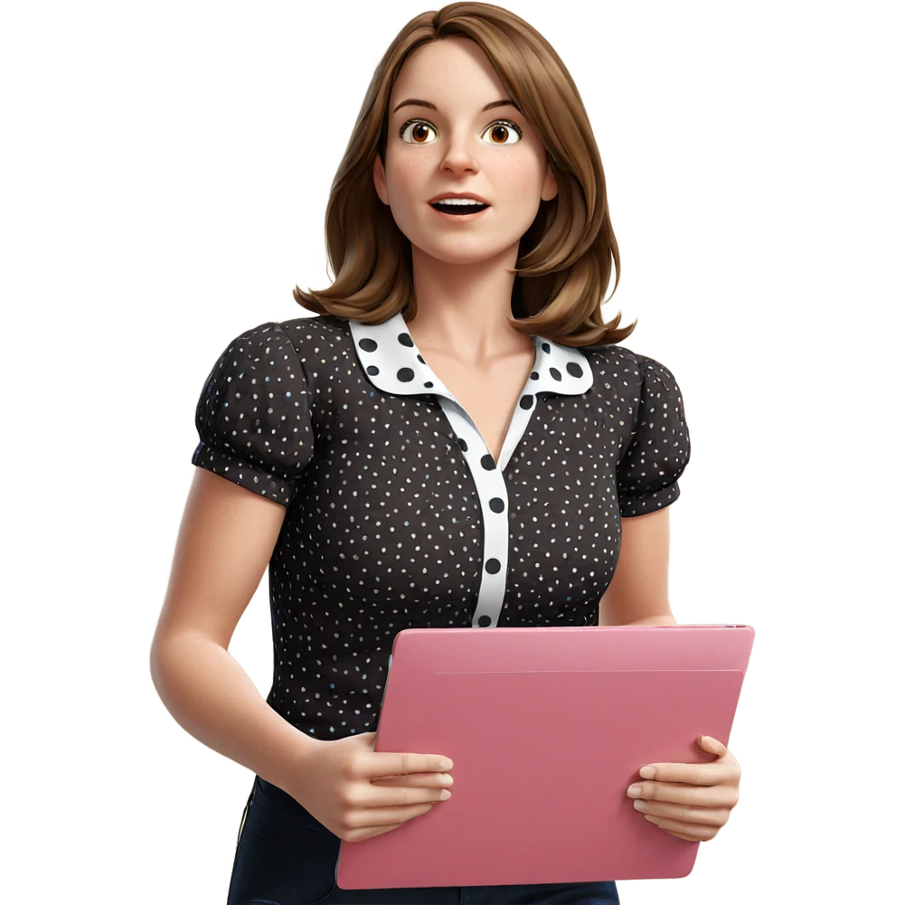 brown-haired girl in polka dots emoji