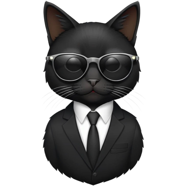 Black cat in a business black suit with sunglasses emoji