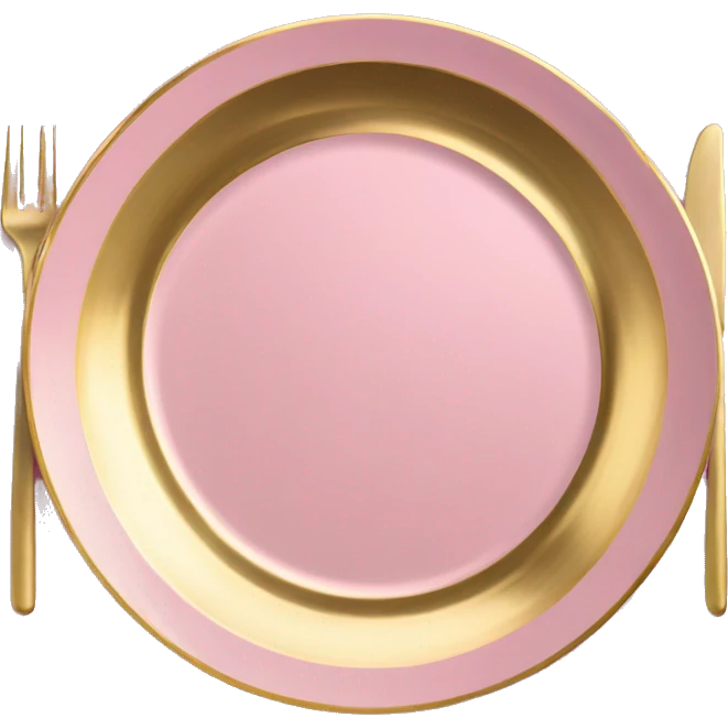 Realistic laying flat empty gold and pink charger plate. emoji