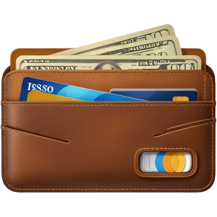 portefeuille marron avec pleins de billet et carte bancaire emoji