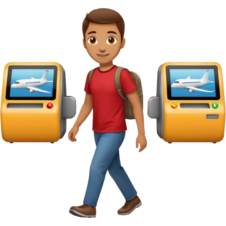 Tourist Character in Red Shirt Moving with purpose through the terminal. emoji