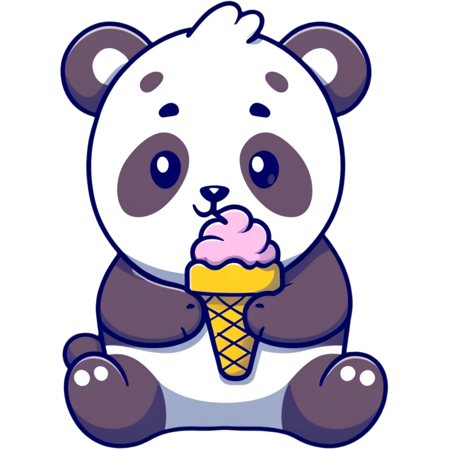 Panda eating ice cream emoji