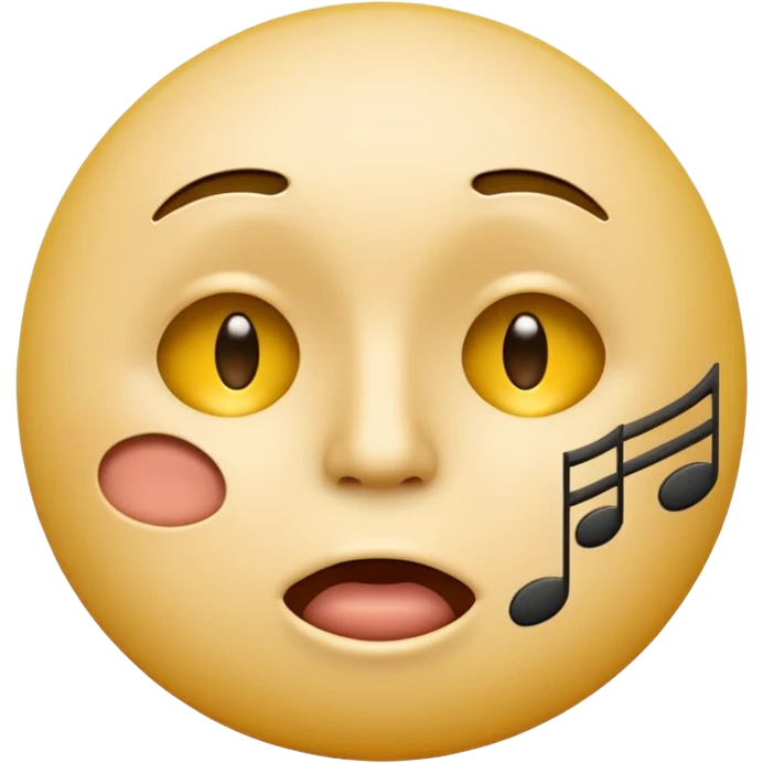 yellow circle face emoji whistling with music notes coming out its mouth and side-eyeing emoji