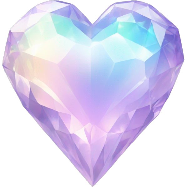 Pastel White iridescent Crystal heart emoji