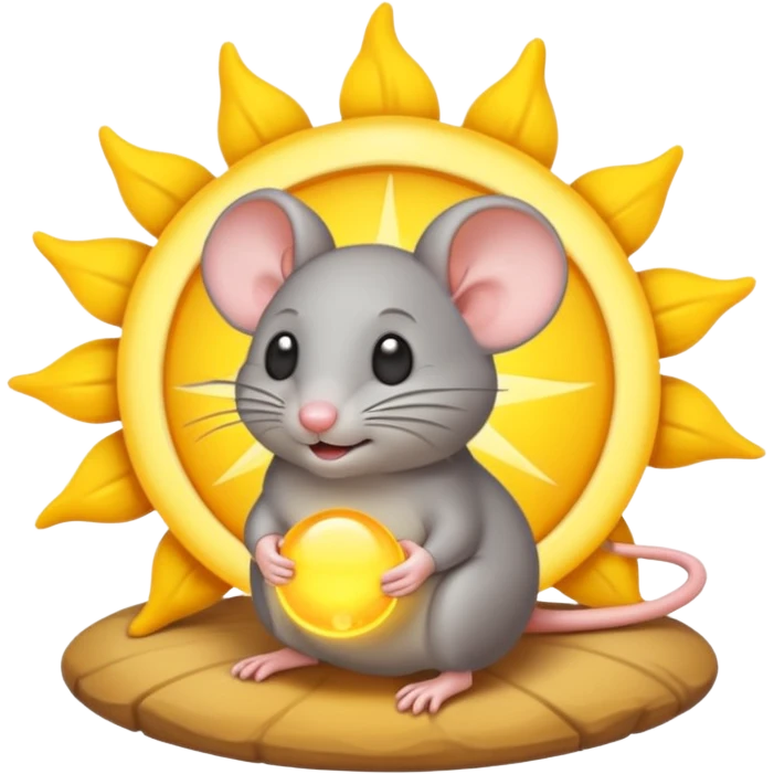 A gray mouse inside of a sun ☀️ 🐭 emoji
