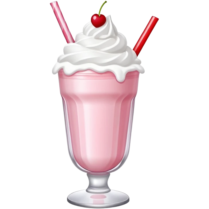 strawberry milkshake with whipped cream and cherry on top emoji