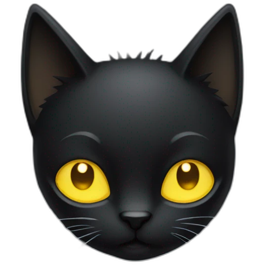 Black cat with spiky fur and big yellow eyes emoji
