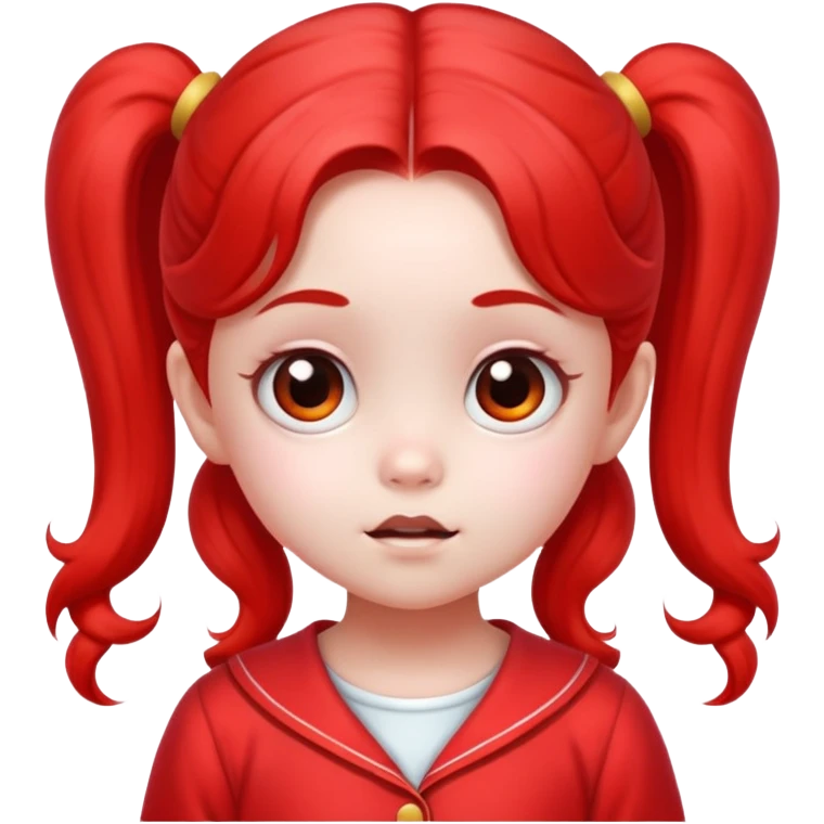 little ghost girl with two ponytails in red pajamas emoji