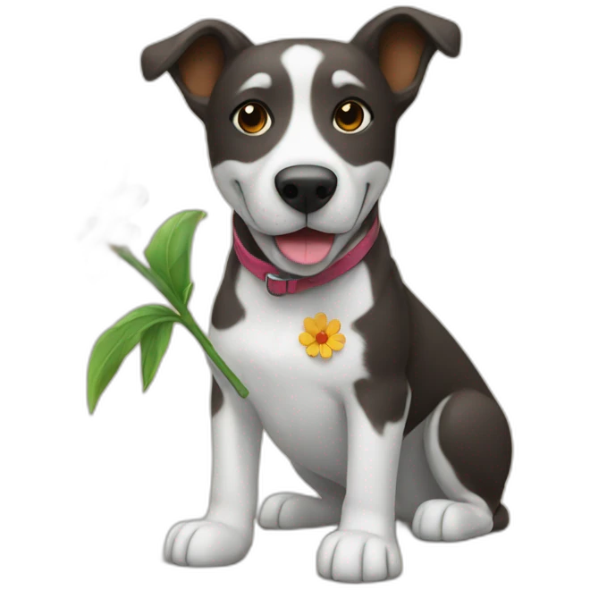 Dog giving a flower emoji