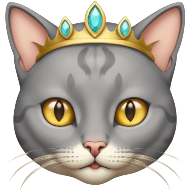 gray cat with gold jewerly on head, half body emoji