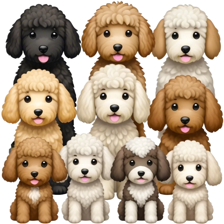 Large gray sheepadoodle and a goldendoodle  emoji