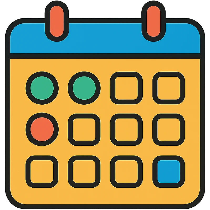 Colorful calendar icon with date markers emoji