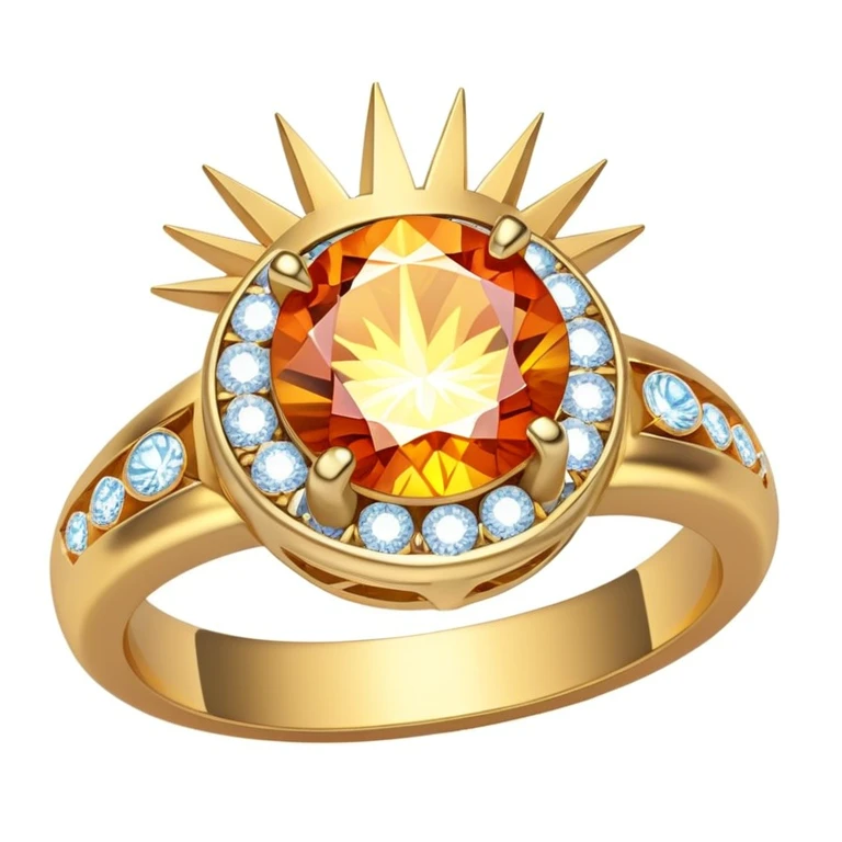 Ring with a central stone, the stone emits animated rays emoji