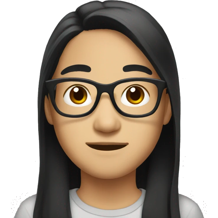 asian with glasses black hair emoji