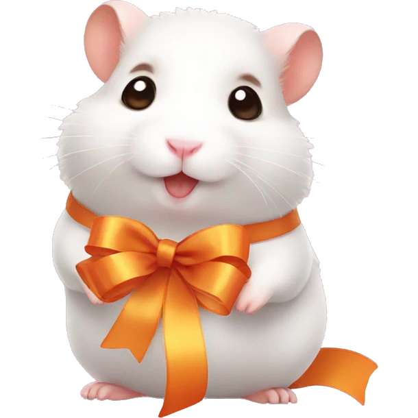 Cute hamster with ribbon emoji
