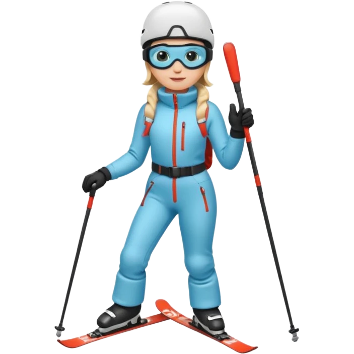 skier with poles full body on the snow emoji