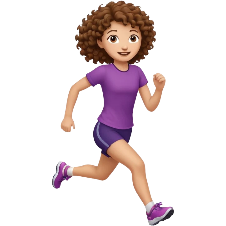tail curly brown hair girl running emoji