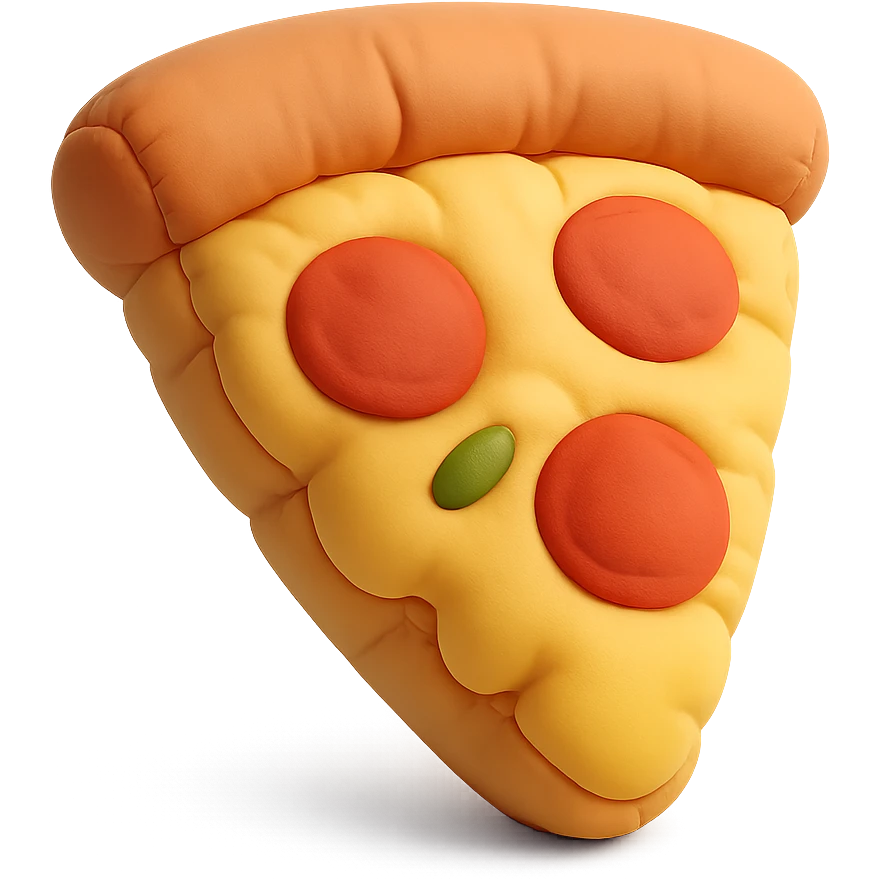 plushie style slice of pizza, soft and cute, cushion style emoji