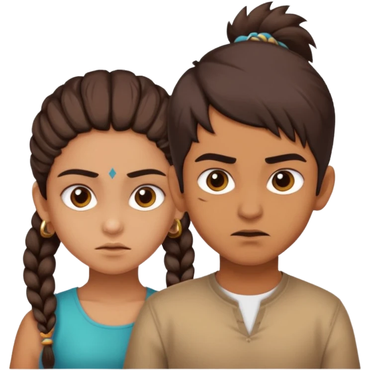 brother and sister fighting modern culture naughty  - indian skin and hairstyle emoji
