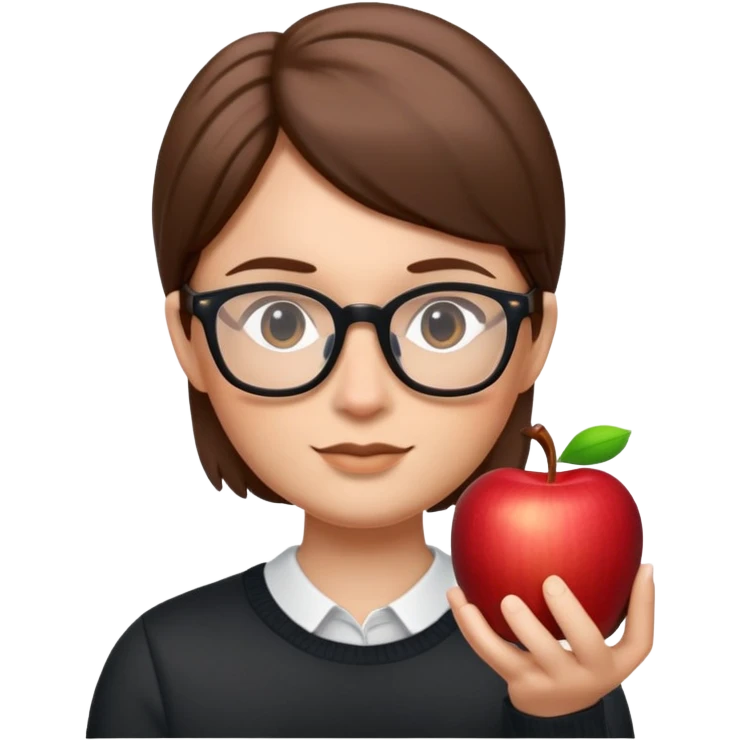 Face with straight hair and glasses, Apple Memoji style emoji