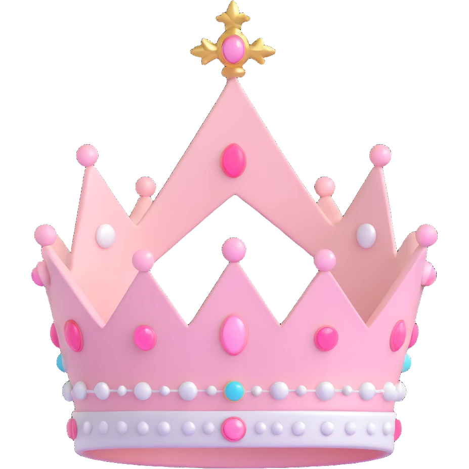 white and pastel pink crown emoji