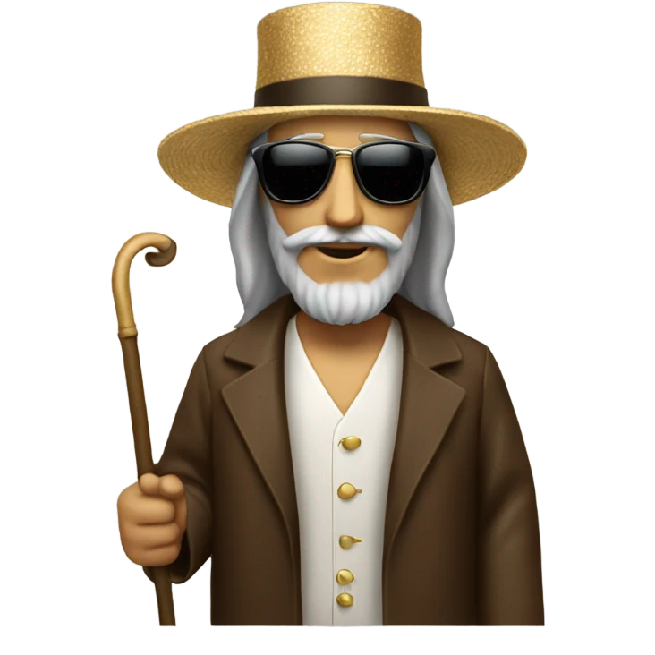 Jesus with top hat and sunglasses and cane emoji