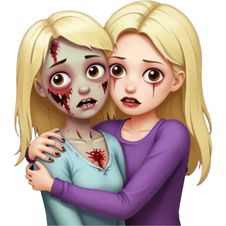 cute cruel blonde hugging zombie woman emoji