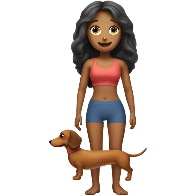 Very tiny waist pilates girl with a dachshund emoji