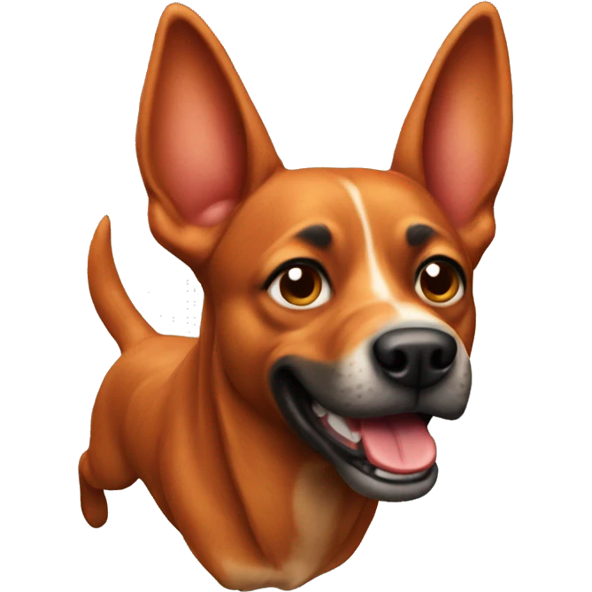realistic solid red dog with pointed ears running emoji