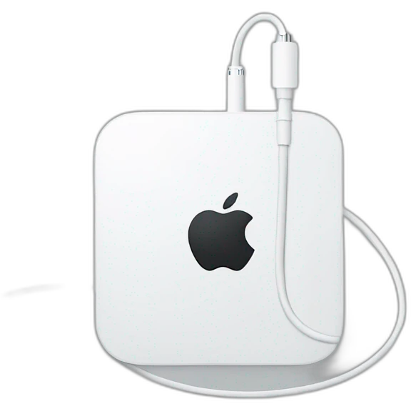 white apple tv with cables emoji